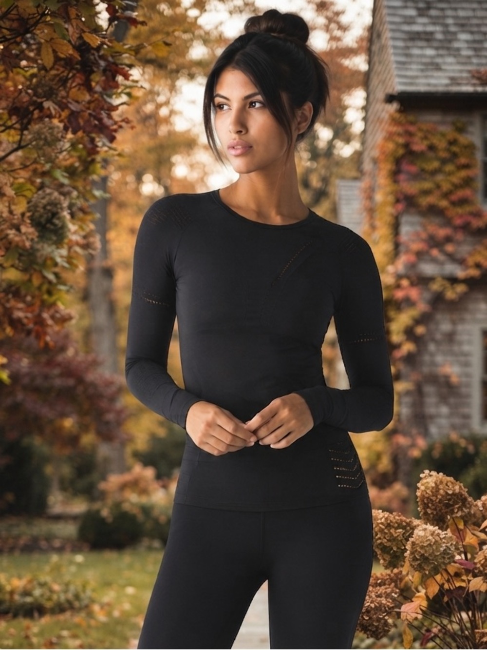 LULULEMON 8 BLACK PERFORATED SWIFTLY LONG SLEEVE RUN TOP